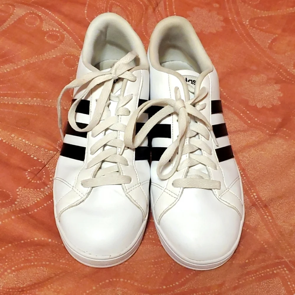 Adidas Neo Cloudfoam Shoes Women's 9 White with Black Stripes - Picture 3 of 5